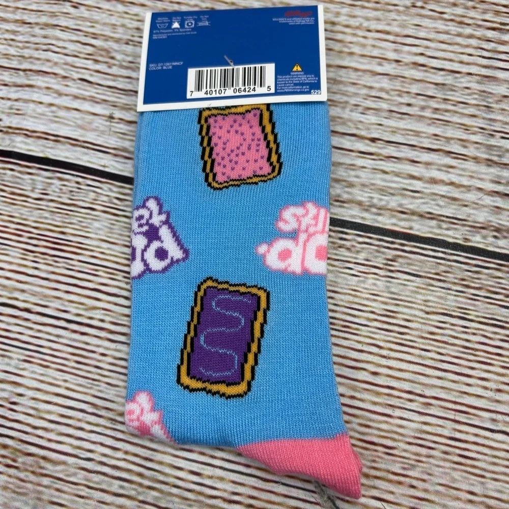 Pop-Tarts Mens Crew Socks Blue Novelty Kellogg's Graphic Print Size‎ 6-12 NWT